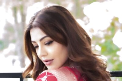 Kajal Aggarwal Embraces the Festive Season in a Stunning Red Benarasi Sharara Set