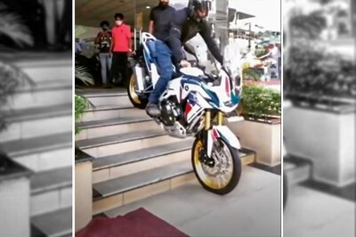 New Honda Africa Twin Owner Takes Delivery of Bike by 'Bashing' Dealership Stairs: Watch Video
