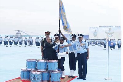 Snapshot: President awards standard, colours to IAF units