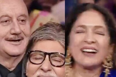 Amitabh Bachchan's Uunchai Co-star Anupam Kher Gives Him Backrub On KBC Sets; See Neena Gupta's Reaction