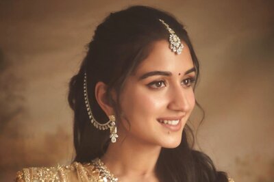 Radhika Merchant Exudes Grace and Elegance in Custom Abu Jani Sandeep Khosla Gold Silk Tissue Ghagra