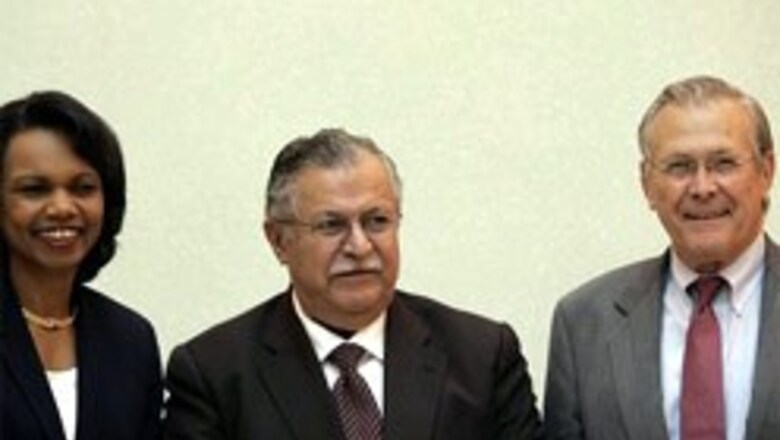 Rice, Rummy on surprise visit to Iraq