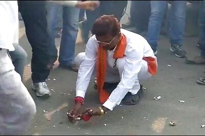 BJP workers celebrate as trends show party leading in Bihar polls