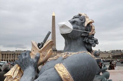 French Statues Get Anti-pollution Masks In Clean Air Protest