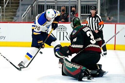 Faulk Scores Twice, Blues Beat Coyotes 4-1 In Unique Series