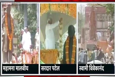 Varanasi: SP workers 'purify' Malviya's statue after Modi garlands it