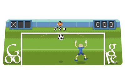 London 2012 football doodle: Defend penalty shots