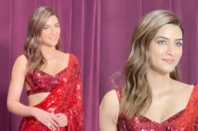 Kriti Sanon Makes A Dazzling Statement In A Shimmery Red Saree At Manish Malhotra's Store Launch In Mumbai | Watch