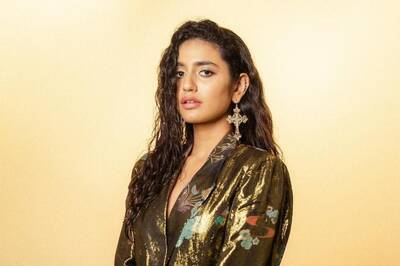 Priya Prakash Varrier Exudes Elegance In Golden Shimmery Co-ord Set