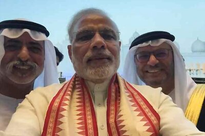 PM Modi clicks selfie with sheikhs in UAE