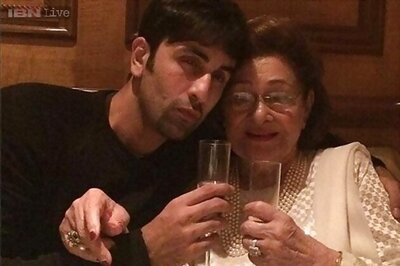 Snapshot: Aww, they look so cute! Ranbir Kapoor poses with 'dadi' Krishna Raj