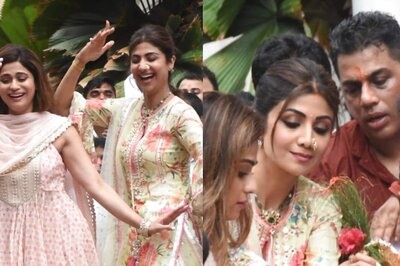 Ganesh Chaturthi Celebrations: Shamita Shetty Slays In A Pastel Pink Sharara Set