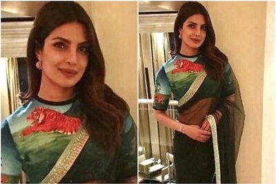 Priyanka Stuns In A Saree With Hand-Painted Tiger Blouse For UNICEF's Event