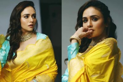 At Har Har Mahadev Trailer Launch, Amruta Khanvilkar Exudes Royalty in Yellow Saree